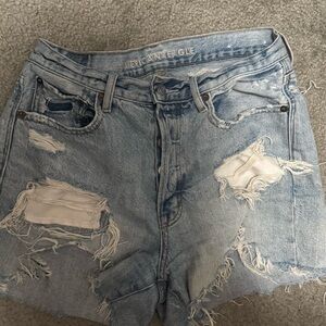 American Eagle Outfitters Women's Ripped Jean Shorts - Light Blue